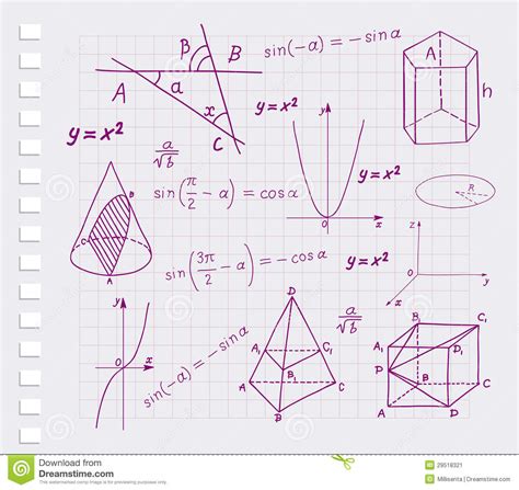 Je kan ze daarom niet weigeren. Wiskunde - Geometrische Vormenschetsen Vector Illustratie ...