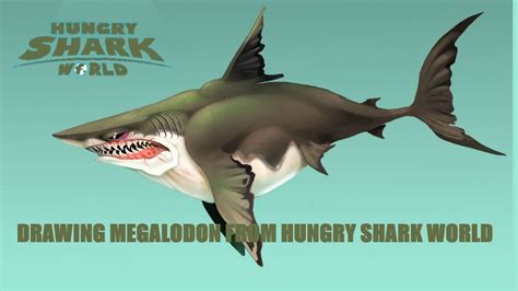 Trace with marker and color. DRAWING MEGALODON FROM HUNGRY SHARK WORLD - YouTube