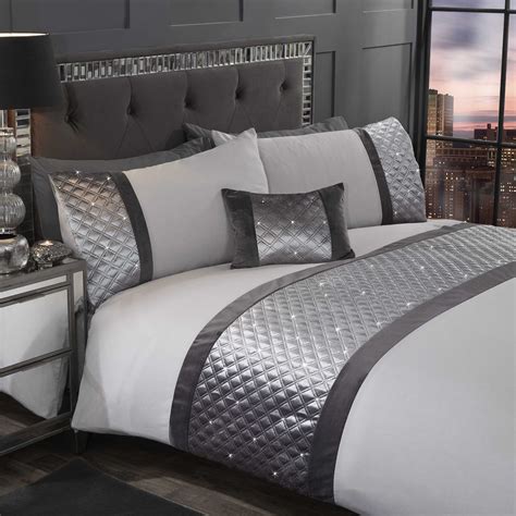 Soho Sparkle 4 Piece Bedding Set - Grey - Luxury Curtains Direct