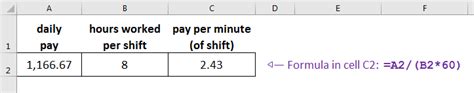 For example, $50,000 divided 260 work days equals daily rate of $192.31. How to calculate per day salary into minutes in excel ...