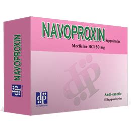 Navoproxin is a combination of meclizine hci and pyridoxine hci (vitamin b6) for treatment and prevention of nausea and vomiting due to many causes. Navoproxin Suppository - Delta Pharma