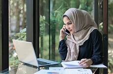 women muslim hijab working work pakistani woman laptop wearing office stock means labor outcomes influence market may pay paycheck fairness
