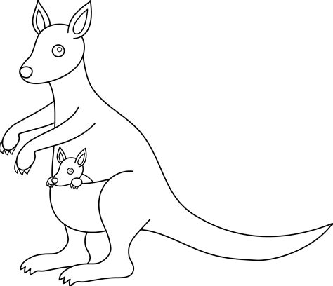 The kangaroo coloring pages also available in pdf file that you can download for free. Colorable Kangaroo Design - Free Clip Art