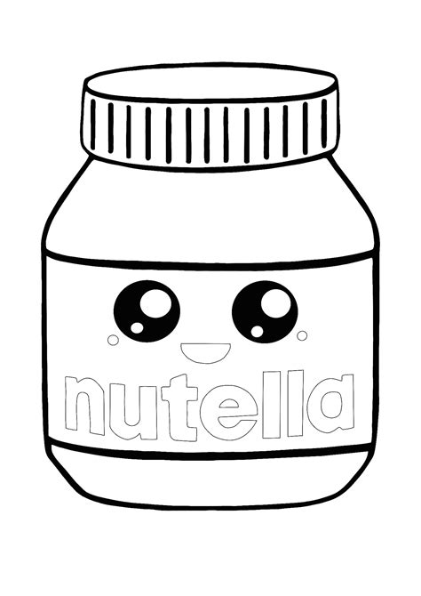 The kawaii style is very popular nowadays and is interesting to boys and girls. Kawaii Nutella coloring page | Coloring pages, Cute ...