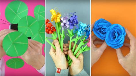 Man kann die blumen malen, ausschneiden, falten, drucken oder ausreißen. Blumen aus Papier basteln - 3 einfache Ideen - YouTube
