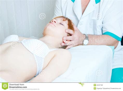 Medical, relaxation, healer, massage therapy, relax. The Girl At The Chiropractor Stock Photo - Image of ...