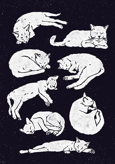 If there is something cats love more than anything else, it's sleeping. Sleeping Cats art print by WEAREYAWN. | Sleeping drawing ...