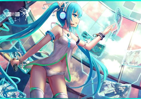 Music, style and hatsune miku vibes! aqua eyes aqua hair computer hatsune miku hc headphones ...