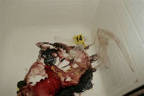 Interesting to see how different bullets impact the body. Crime scene photo of shower stall | True Crime | Pinterest ...