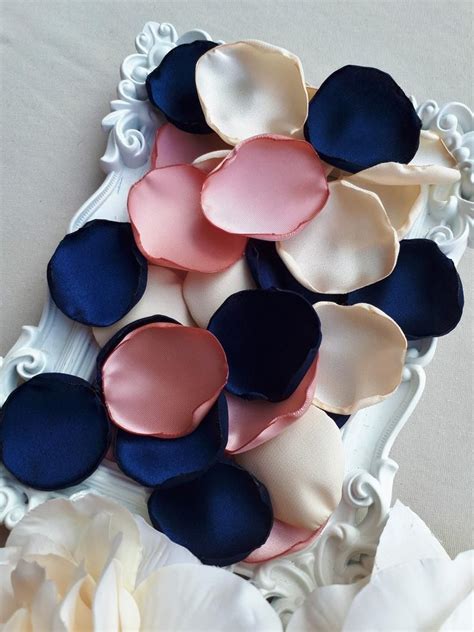 Navy blue and gold bedroom designs are a good idea if you are always interested in the color of blue but one of the ideas which can be so inspiring for you is by choosing the navy blue color for your. Rose Gold Navy Blue & Ivory Handmade Rose Petals Romantic ...