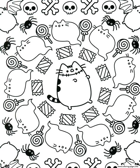 Get now the lovely sheets featuring pusheen and her family and friends. Pusheen Halloween Coloring Pages Printable