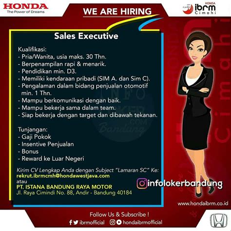 Apabila anda berminat dan memenuhi persyaratan dari lowongan pt nifco indonesia karawang diatas, silahkan kirim surat lamaran kerja via pos ke alamat berikut. Lowongan Kerja Honda IBRM Cimahi Desember 2018 - Info ...