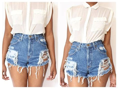 Sew your own high waisted gymnastics, dance, cheer and swim shorts using this pdf sewing pattern. Custom Made Destroyed Dirty Ripped high waisted shorts ...