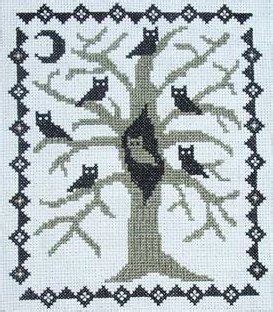 This new free cross stitch design is a real hoot. PDF E pattern emailed Primitive Halloween Owl Cross Stitch ...