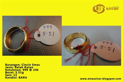 Harga emas semasa dalam ringgit malaysia. emas sinar: Cincin emas belah rotan 999: Jualan musim ...