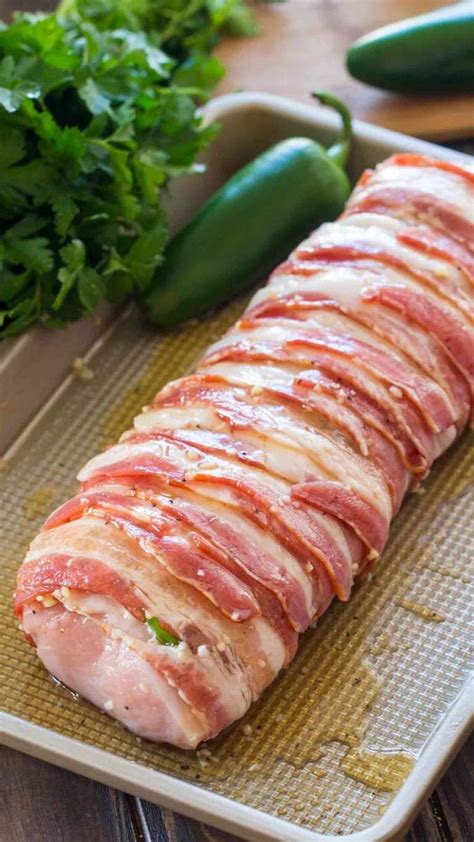 Hoisin sauce, pork tenderloin, fresh cilantro, egg roll wrappers and 3 more. Bacon Wrapped Pork Tenderloin | Recipe | Bacon wrapped ...