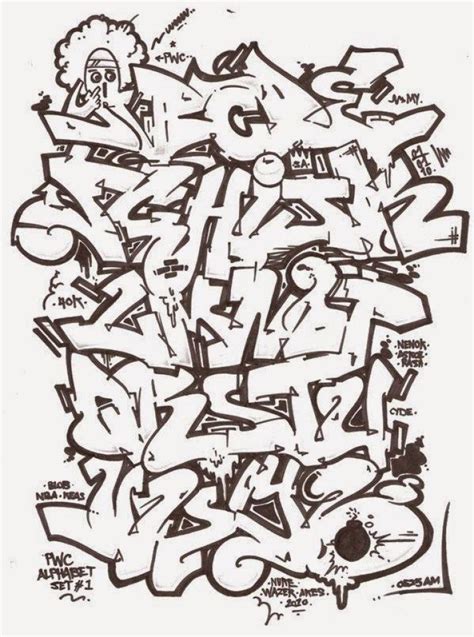 24 gambar grafiti di kertas. contoh grafiti huruf keren tahun baru | Alfabet huruf ...