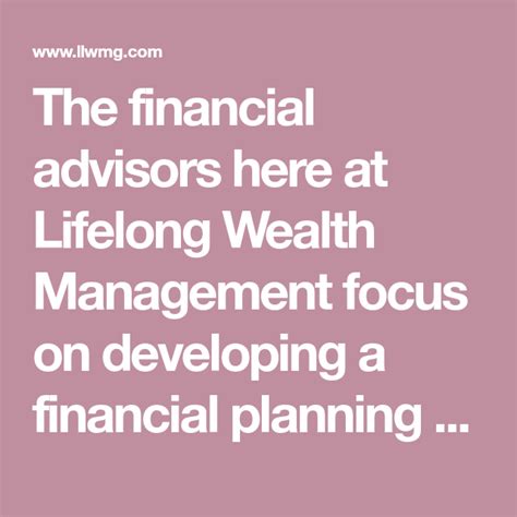 Wealth managers are just one kind of financial advisor who work with a specific clientele: The financial advisors here at Lifelong Wealth Management ...