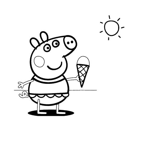 Peppa pig is a cheeky little piggy who lives with her younger brother george, mummy pig and daddy pig! kleurplaat ijshoorntje - 28 afbeeldingen