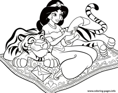 Aladin und die wunderlampe zum ausmalen. Jasmine Laying On Her Pet Disney Princess S7e43 Coloring ...