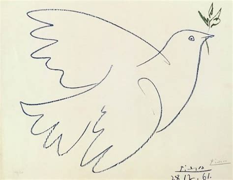 Fliegende taube im regenbogen, 1952. *Picasso - Von den Schrecken des Krieges zur Friedenstaube ...