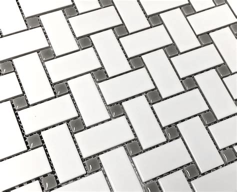Msi calacatta cressa basket weave 12 in. Basketweave Porcelain Mosaic Gloss Gray Dot Floor Wall Tile | Basket weave tile, Basketweave ...