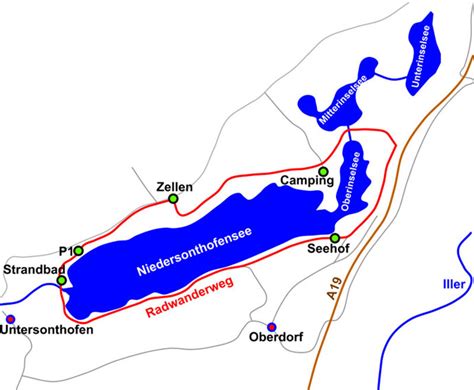 Wind speed and direction, gusts, wave height and period. Niedersonthofensee-Radweg-Wanderweg-Bayern