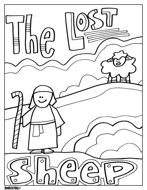 Free printable coloring pages for a variety of themes that you can print out and color. The Lost Sheep - Religious Doodles
