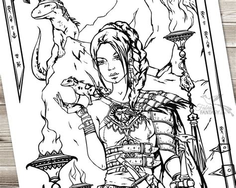 Coloring queen fairyland stock illustration black graphic 159764700 page. Salamander Queen - Coloring Page | FabrikaFantasy.com