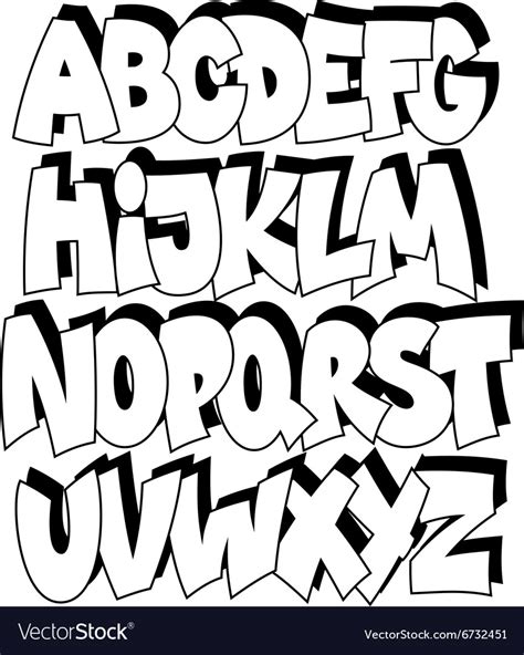 Download 100s of fonts, graphic assets, actions, icons & more! Cartoon comic graffiti font alphabet Royalty Free Vector