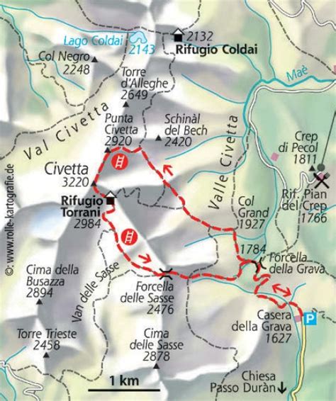Een ladder brengt je naar het pad langs het werelderfgoedlogo. Zwei Klettersteigklassiker in den Dolomiten | BERGSTEIGER ...