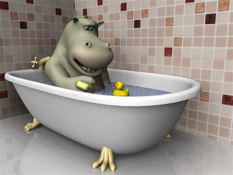 The unnamed person's $168k investment 13 years ago has paid off royally. Cartoon hippo in bathtub. stock illustration. Illustration ...