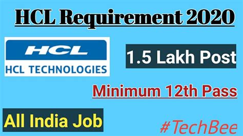 To start the application process, we invite you to read the information on this page carefully, prepare your if you pass the online evaluation, you will be invited to take part in a motivation day. HCL Requirement 2020/HCL Vacancy 2020 For 12th Pass ...