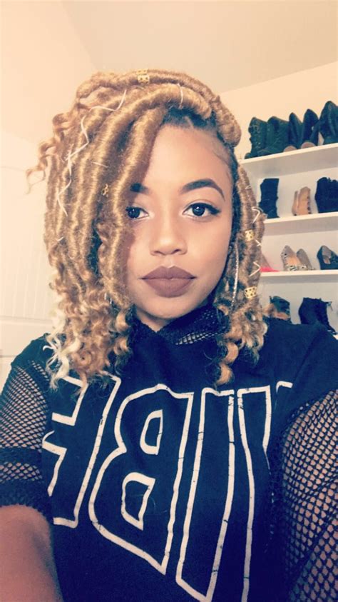 Blondie bangs black for hubby 3 min. Short blonde goddess locs YouTube- @1nOnlyCash | Faux locs ...