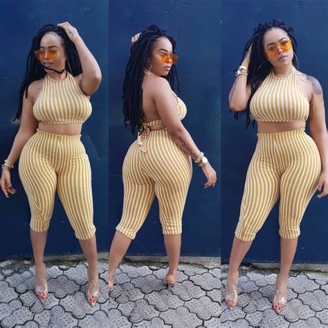 Blanche Bailly Rocks Two-Piece Set of Yellow Crop Top and Trousers