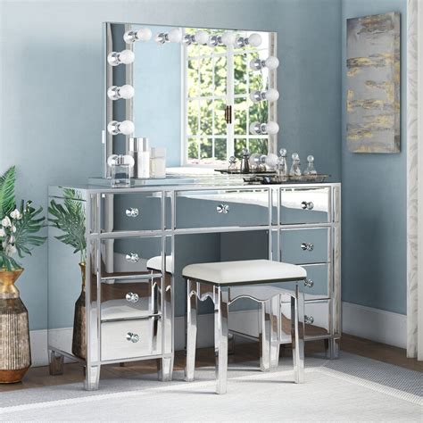 This vanity mirror is the perfect addition to the desk and vanity set. Everly Quinn Escamilla Vanity Set with Mirror & Reviews ...