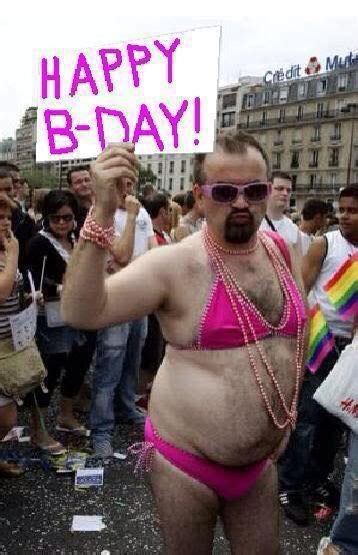 Posted on september 28, 2017 by amymcools. Man in pink bikini, happy bday | Funny happy birthday meme ...