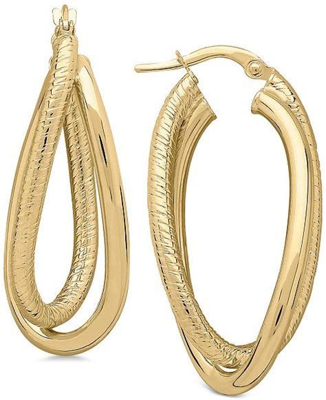 We even have gold earrings with distinctive textures for a unique look. Macy's Textured Crossover Hoop Earrings in 14k Gold & Reviews - Earrings - Jewelry & Watches ...