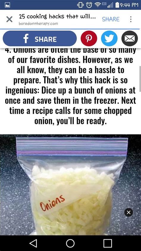 This basic recipe works just as well with a fruit sorbet. Freeze onions | Favorite dish, Food, Cooking tips