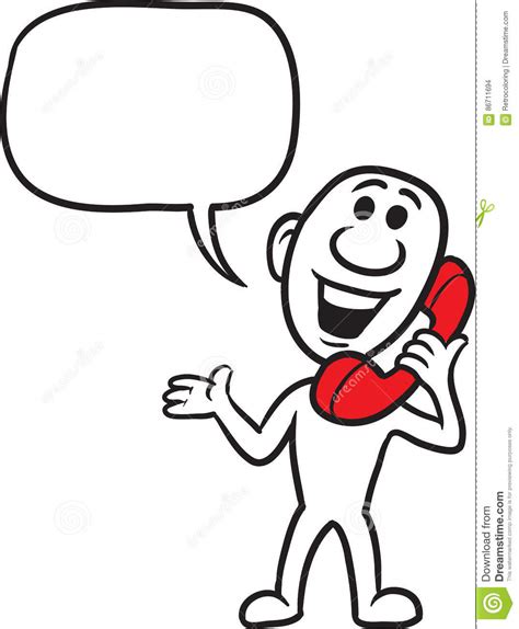 Wenn du endlich jemanden dran hast sag einfach: Kritzeln Sie Kleine Person - Sprechend Am Telefon Vektor ...