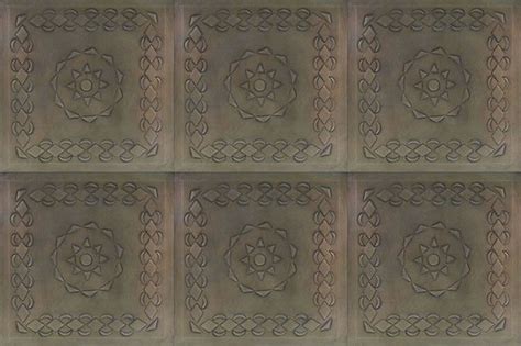 Antique tin ceiling tile in light blue with other colors showing through. 2 - Mexican Embossed Tin Ceiling Tiles - 12" - Style C ...
