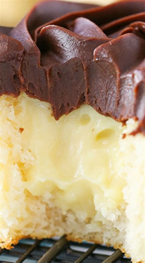 The fluffy donut is filled with a rich. Boston Cream Pie Cupcakes | Delicious Cream Filled ...