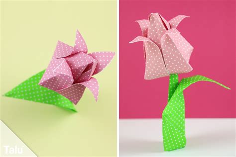 In der faltanleitung wird das lesen von origami anleitungen erklärt. Origami Tulpe falten - DIY-Anleitung zum Ausdrucken - Talu.de