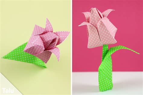 Wie man mit einem blatt papier eine einfache rechteckige schachtel falten kann. Origami Tulpe falten - DIY-Anleitung zum Ausdrucken - Talu.de