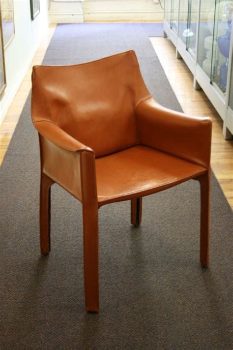 Pair of Cognac Leather CAB Chairs by Mario Bellini at 1stdibs