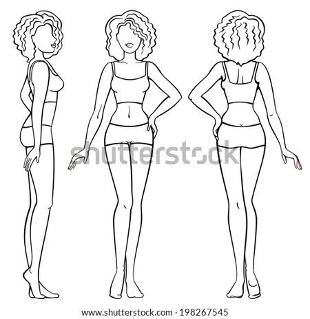 Side view in this step by step tutorial! Woman Body Front Back Side View Stock Vector (Royalty Free ...