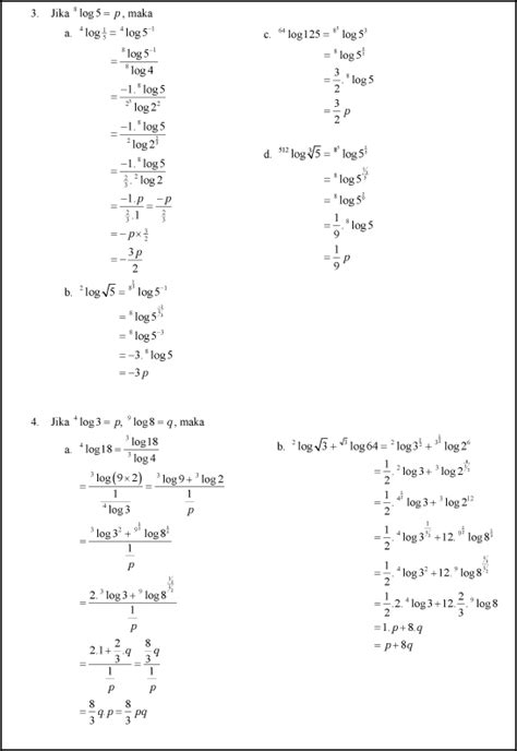 Logaritma dari suatu bilangan berpangkat sama dengan hasil kali dari pangkat dan bilangan tersebut, yaitu : Soal Latihan Dan Pembahasan Logaritma Kelas X ~ Rina