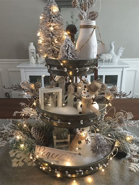 My christmas theme this year is centered around the colors black and white. 3 Tier Tray | Merry christmas decoration, Christmas ...