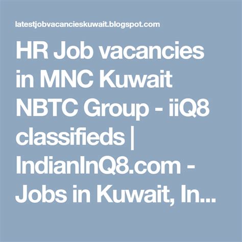 Apply to the latest jobs near you. HR Job vacancies in MNC Kuwait NBTC Group - iiQ8 ...