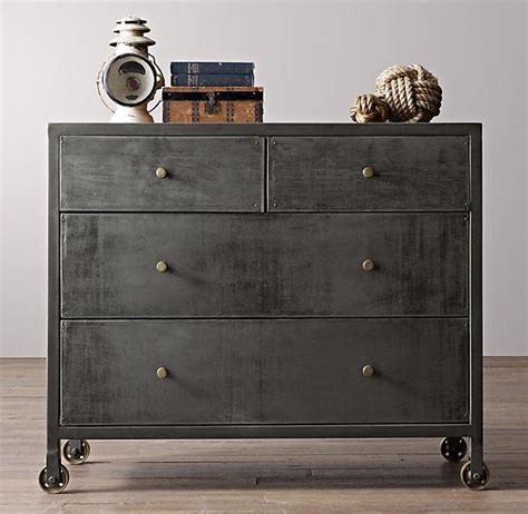 Ideal to store things, display a night lamp or even some books, the nightstand comes with. Vintage Locker Black Wide Dresser